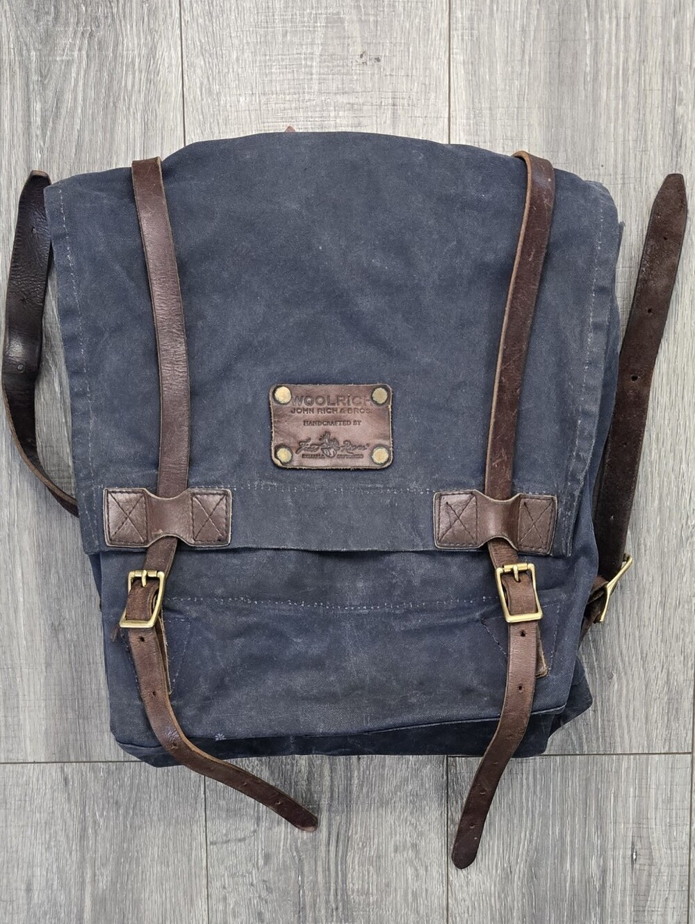 Woolrich John Rich Bros Distressed Waxed Canvas Leather Backpack Heritage Rucksa